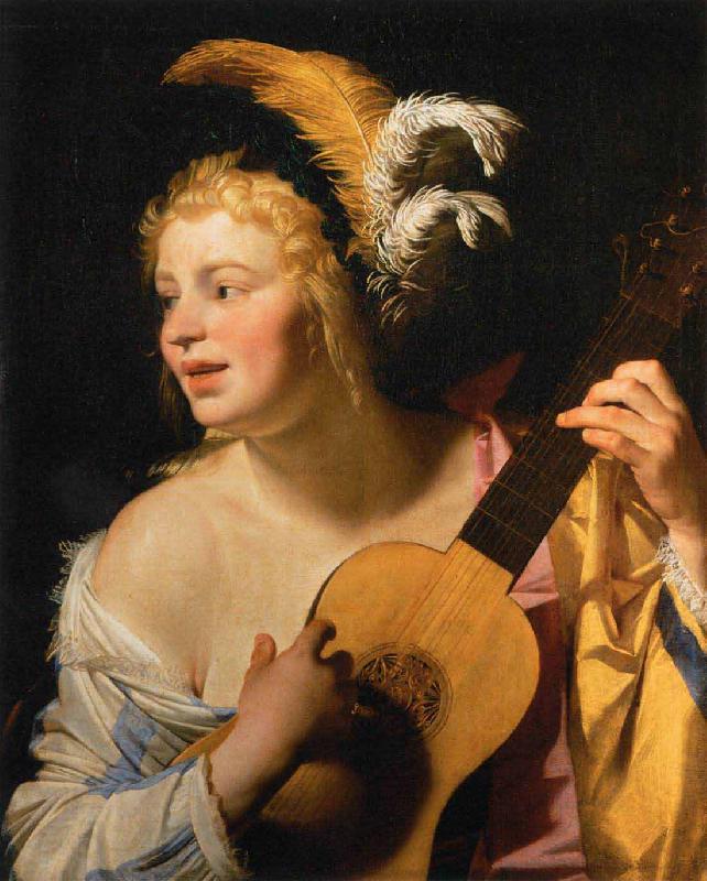 Gerard van Honthorst Woman Playing the Guitar oil painting picture
